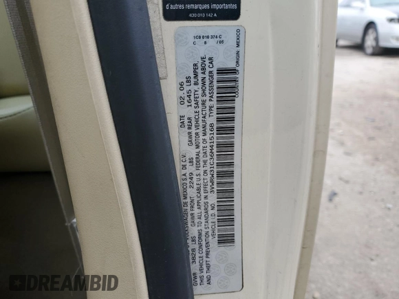 2006 Volkswagen Beetle с VIN 3VWRW31C36M415168, выставлен на аукционе Copart как лот 82887434 с пробегом 159 551 миль миль и Списание • Salvage title. История ставок и продаж доступна на DreamBid. Изображение 12.