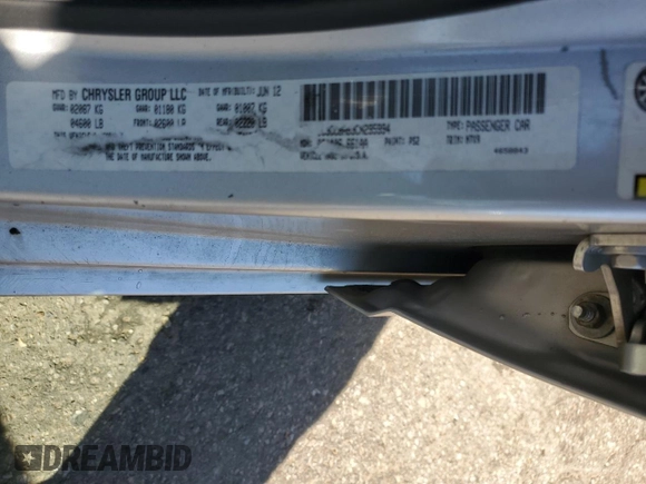 2012 Chrysler 200 LX with VIN 1C3CCBAB3CN295994, listed as a Copart auction lot 49543835 with 167,323 mi miles and Salvage Title. Bid and sale history available at DreamBid. Image 12.