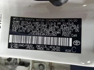 2021 Toyota Corolla Hybrid LE with VIN JTDEAMDE4MJ002382, listed as a Copart auction lot 50318865 with 74,385 mi miles and Salvage Title. Bid and sale history available at carsss.com. Image 14.