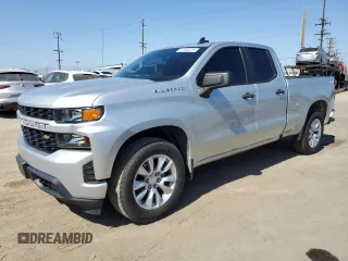 2021 Chevrolet Silverado 1500 Custom with VIN 1GCRWBEKXMZ320746, listed as a Copart auction lot 57494225 with 47,867 mi miles and Salvage Title. Bid and sale history available at DreamBid. Image 1.