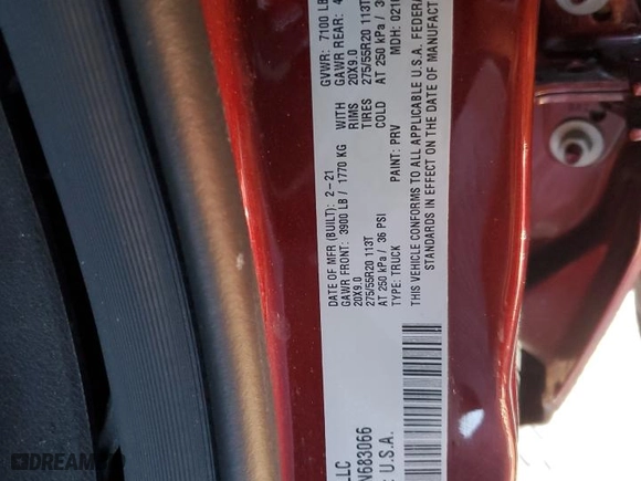 2021 Ram 1500 Laramie with VIN 1C6SRFJT9MN683066, listed as a Copart auction lot 46427025 with 22,060 mi miles and Salvage Title. Bid and sale history available at carsss.com. Image 14.
