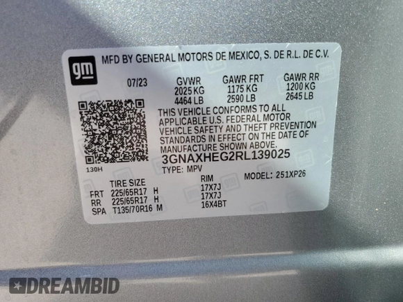 2024 Chevrolet Equinox LS z VIN 3GNAXHEG2RL139025, wystawiony jako Copart lot #55295365 z przebiegiem 15 901 mil mil oraz Szkoda całkowita • Salvage title. Historia ofert i sprzedaży dostępna na DreamBid. Obrazek 13.