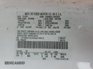2000 Ford F-150 XL with VIN 1FTRX17L5YKA74815, listed as a Copart auction lot 85821444 with 0 mi miles and Salvage Title. Bid and sale history available at carsss.com. Image 12.