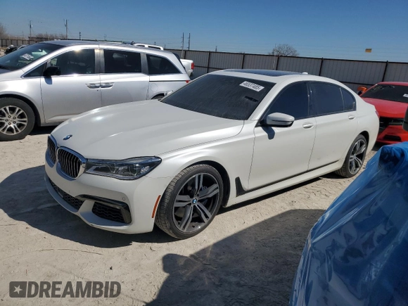 2019 BMW 7 Series 750i with VIN WBA7F0C5XKGM25348, listed as a Copart auction lot 46537485 with 54,365 mi miles and Salvage title. Bid and sale history available at DreamBid. Image 1.