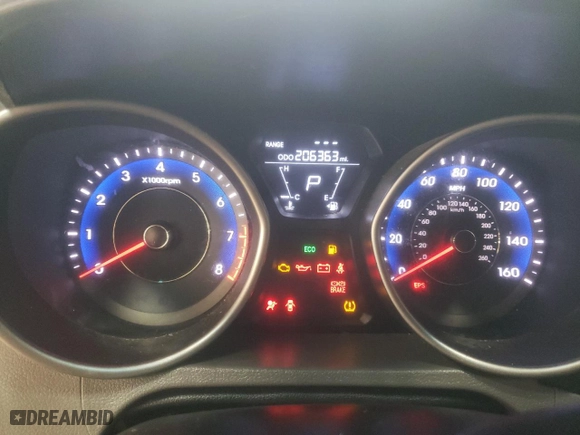 2013 Hyundai Elantra Limited with VIN KMHDH4AE2DU643519, listed as a Copart auction lot 85340834 with 206,363 mi miles and Salvage Title. Bid and sale history available at carsss.com. Image 9.