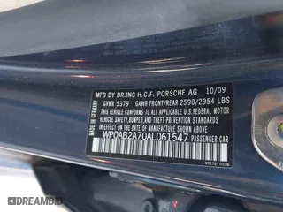 2010 Porsche Panamera S with VIN WP0AB2A70AL061547, listed as a IAAI auction lot 40972962 with 148,139 mi miles. Bid and sale history available at carsss.com. Image 8.