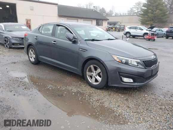 2015 Kia Optima LX with VIN KNAGM4A73F5625605, listed as a IAAI auction lot 41924411 with 104,153 mi miles. Bid and sale history available at carsss.com. Image 1.