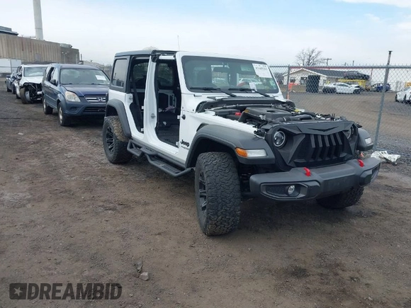 2021 Jeep Wrangler Unlimited Sport S with VIN 1C4HJXDN0MW612698, listed as a IAAI auction lot 41649323 with 22,539 mi miles and . Bid and sale history available at DreamBid. Image 1.