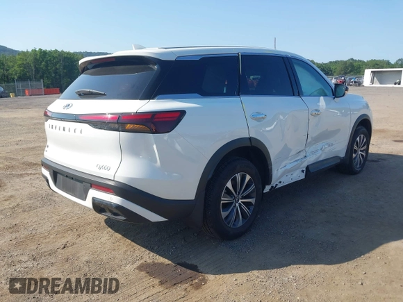 2024 Infiniti QX60 Pure with VIN 5N1DL1ES8RC357555, listed as a IAAI auction lot 42571285 with 8,557 mi miles and . Bid and sale history available at DreamBid. Image 4.