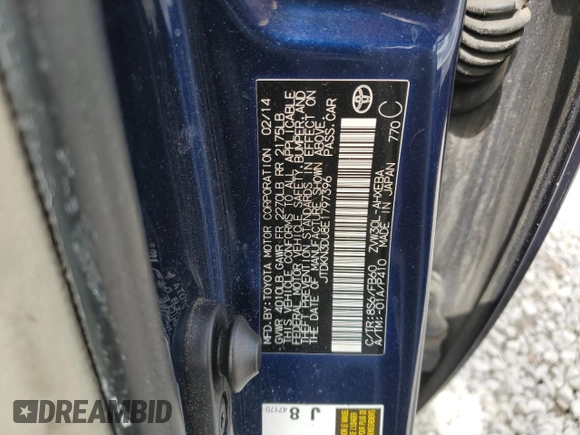 2014 Toyota Prius Four with VIN JTDKN3DU8E1797396, listed as a Copart auction lot 51546695 with 202,203 mi miles and Clean Title. Bid and sale history available at DreamBid. Image 12.