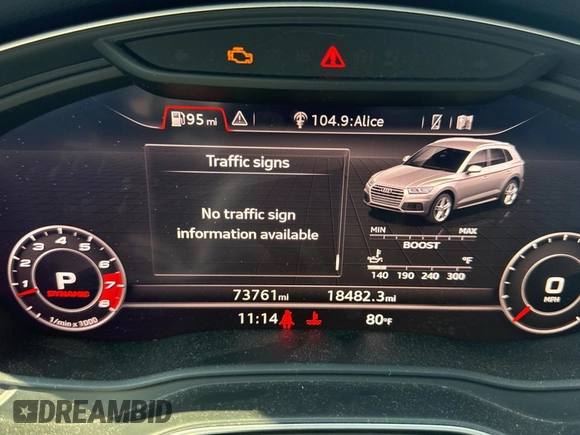 2018 Audi SQ5 Prestige with VIN WA1C4AFYXJ2098457, listed as a Copart auction lot 75856464 with 73,761 mi miles and Clean Title. Bid and sale history available at DreamBid. Image 8.