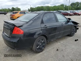 2007 Kia Spectra EX with VIN KNAFE121875480760, listed as a Copart auction lot 57408814 with 0 mi miles and Salvage Title. Bid and sale history available at carsss.com. Image 3.