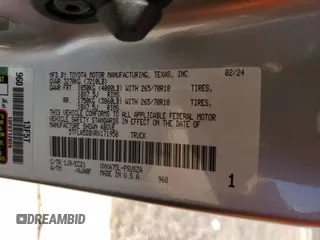 2024 Toyota Tundra SR5 with VIN 5TFLA5DBXRX171958, listed as a Copart auction lot 59407415 with 10,247 mi miles and Salvage title. Bid and sale history available at DreamBid. Image 13.