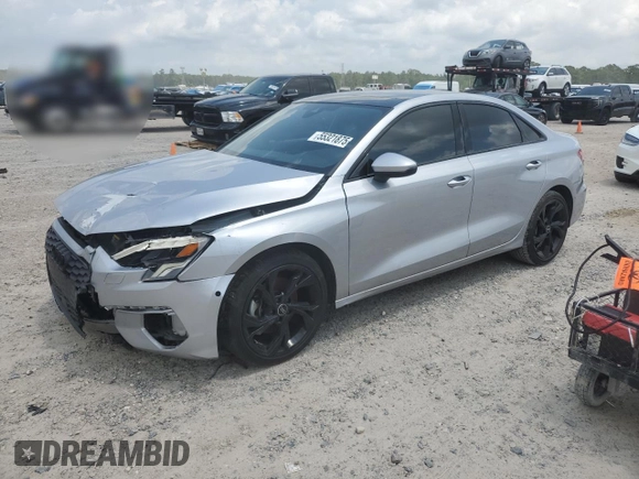 2023 Audi A3 Premium with VIN WAUAUDGY5PA114749, listed as a Copart auction lot 55321875 with 35,087 mi miles and Salvage Title. Bid and sale history available at DreamBid. Image 1.