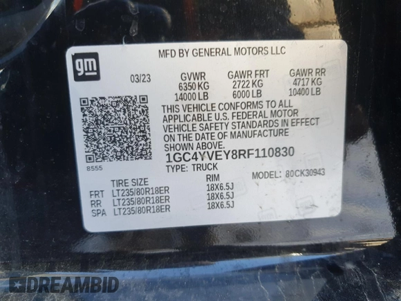 2024 Chevrolet Silverado 3500HD High Country with VIN 1GC4YVEY8RF110830, listed as a Copart auction lot 42231295 with 94,035 mi miles and Salvage title. Bid and sale history available at DreamBid. Image 14.