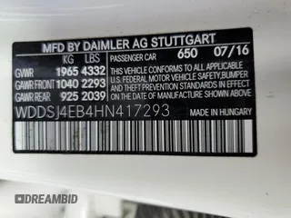 2017 Mercedes-Benz CLA 250 with VIN WDDSJ4EB4HN417293, listed as a Copart auction lot 63854323 with Not Provided miles and . Bid and sale history available at DreamBid. Image 12.