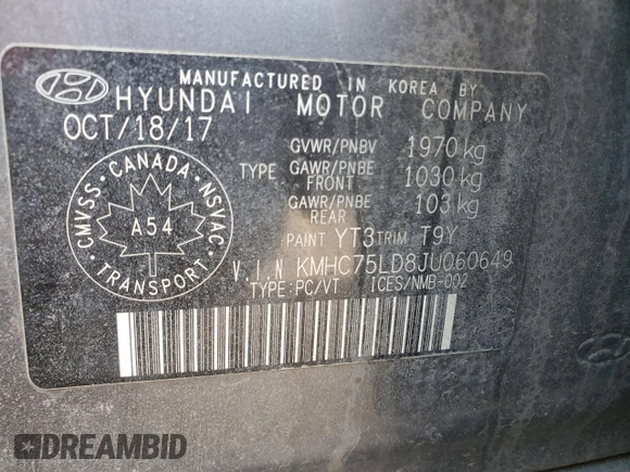2018 Hyundai Ioniq Limited z VIN KMHC75LD8JU060649, wystawiony jako Copart lot #55171935 z przebiegiem 141 944 mil mil oraz Szkoda całkowita • Salvage title. Historia ofert i sprzedaży dostępna na DreamBid. Obrazek 12.