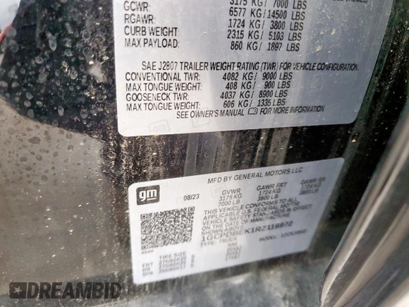 2024 Chevrolet Silverado 1500 Custom with VIN 1GCPDBEK1RZ116972, listed as a Copart auction lot 54860945 with 2,841 mi miles and Salvage Title. Bid and sale history available at DreamBid. Image 13.