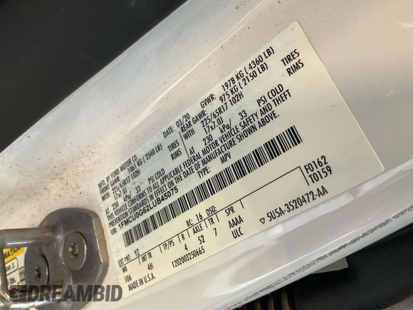 2020 Ford Escape SE z VIN 1FMCU0G62LUB45075, wystawiony jako IAAI lot #42743374 z przebiegiem 84 675 mil mil oraz . Historia ofert i sprzedaży dostępna na DreamBid. Obrazek 23.