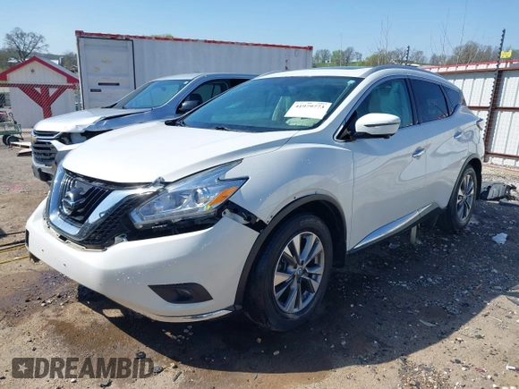 2016 Nissan Murano S with VIN 5N1AZ2MH0GN155422, listed as a IAAI auction lot 41979773 with 107,424 mi miles and . Bid and sale history available at carsss.com. Image 2.