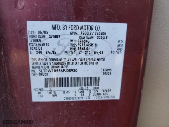 2006 Lincoln Mark LT with VIN 5LTPW18556FJ08930, listed as a Copart auction lot 71372234 with 112,929 mi miles and Salvage Title. Bid and sale history available at carsss.com. Image 12.