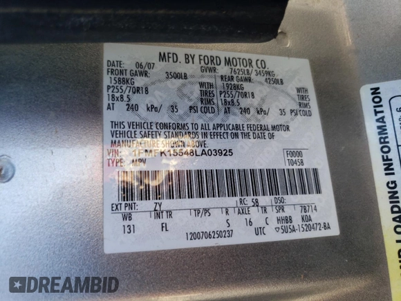 2008 Ford Expedition Max SSV z VIN 1FMFK15548LA03925, wystawiony jako Copart lot #81107104 z przebiegiem 164 247 mil mil oraz Szkoda całkowita • Salvage title. Historia ofert i sprzedaży dostępna na DreamBid. Obrazek 15.
