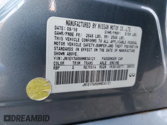 2017 Infiniti Q50 3.0t Premium with VIN JN1EV7ARXHM834121, listed as a Copart auction lot 83004444 with 90,569 mi miles and Salvage Title. Bid and sale history available at carsss.com. Image 12.