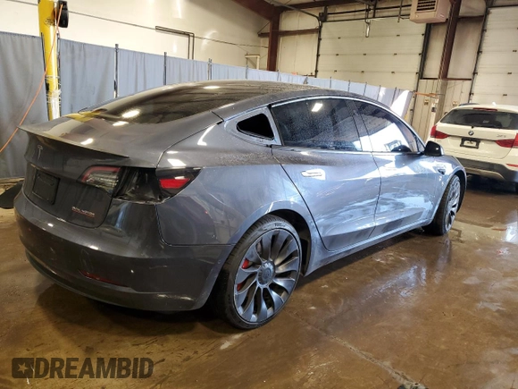 2022 Tesla Model 3 Performance with VIN 5YJ3E1EC6NF107912, listed as a Copart auction lot 46126545 with 31,389 mi miles and Salvage Title. Bid and sale history available at carsss.com. Image 3.