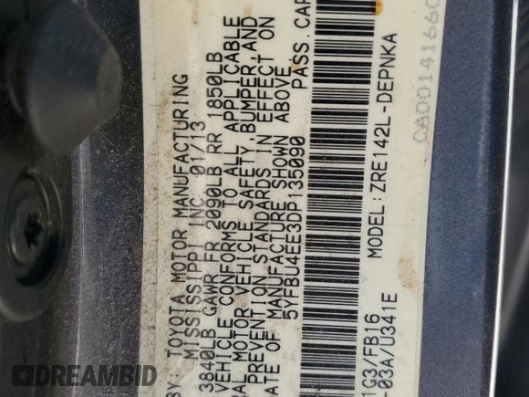2013 Toyota Corolla L with VIN 5YFBU4EE3DP135090, listed as a Copart auction lot 89056215 with 139,533 mi miles and Clean Title. Bid and sale history available at carsss.com. Image 13.