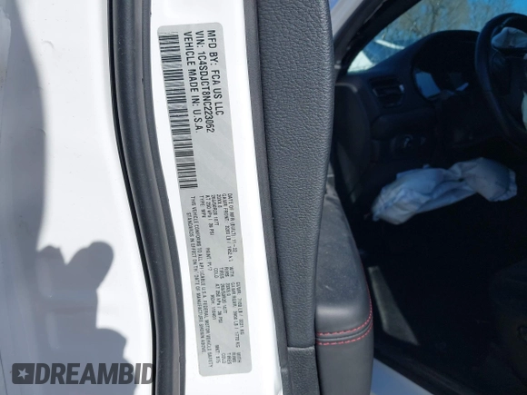 2022 Dodge Durango R/T z VIN 1C4SDJCT8NC223062, wystawiony jako IAAI lot #41228752 z przebiegiem Nie podano mil oraz . Historia ofert i sprzedaży dostępna na DreamBid. Obrazek 9.