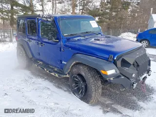 2018 Jeep Wrangler Unlimited Sport S with VIN 1C4HJXDNXJW265764, listed as a IAAI auction lot 41359018 with 50,941 mi miles. Bid and sale history available at carsss.com. Image 1.
