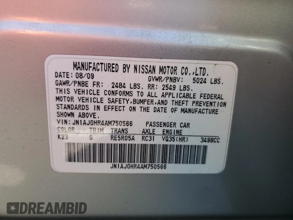2010 Infiniti EX Journey with VIN JN1AJ0HR4AM750566, listed as a Copart auction lot 41864075 with 164,696 mi miles and Salvage Title. Bid and sale history available at DreamBid. Image 12.