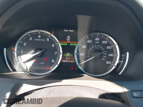 2019 Acura TLX with VIN 19UUB1F37KA011109, listed as a IAAI auction lot 41567180 with 86,818 mi miles. Bid and sale history available at carsss.com. Image 7.