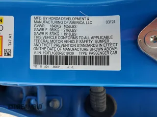 2024 Honda Civic Sport Touring z VIN 19XFL1G83RE019729, wystawiony jako Copart lot #50649715 z przebiegiem 21 744 mil mil oraz Szkoda całkowita • Salvage title. Historia ofert i sprzedaży dostępna na DreamBid. Obrazek 12.