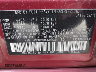 2013 Subaru Legacy Limited with VIN 4S3BMBK60D3011501, listed as a IAAI auction lot 42047861 with 166,455 mi miles and . Bid and sale history available at DreamBid. Image 9.