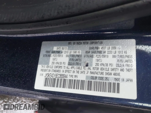 2014 Mazda CX-5 Grand Touring with VIN JM3KE4DY8E0366644, listed as a IAAI auction lot 41971438 with 135,644 mi miles and . Bid and sale history available at carsss.com. Image 9.