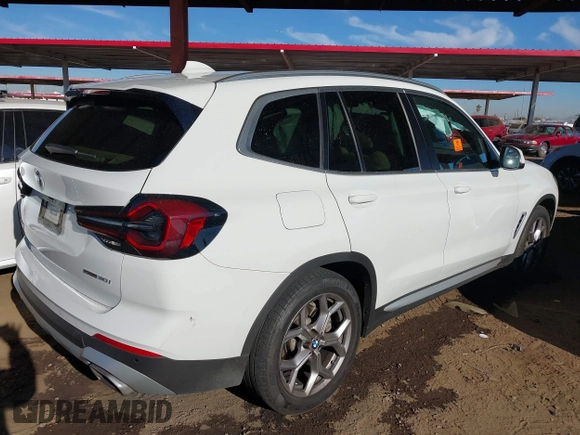 2022 BMW X3 sDrive30i with VIN WBX47DP01NN174649, listed as a IAAI auction lot 41232851 with 21,446 mi miles and . Bid and sale history available at DreamBid. Image 4.
