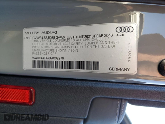 2019 Audi S4 Prestige with VIN WAUC4AF4XKA002270, listed as a Copart auction lot 81714114 with 71,633 mi miles and Salvage Title. Bid and sale history available at carsss.com. Image 14.