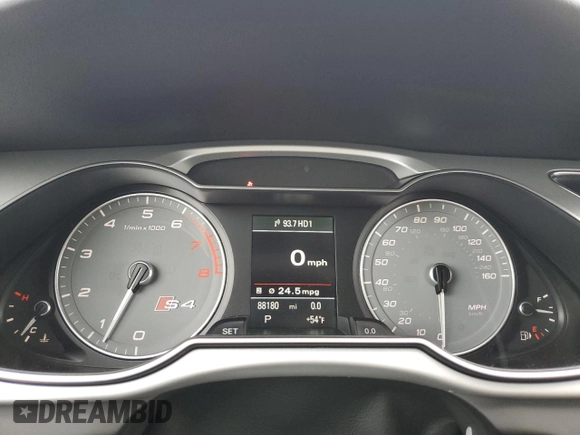 2015 Audi S4 Premium Plus with VIN WAUBGAFL8FA105073, listed as a Copart auction lot 52439145 with 88,180 mi miles and Salvage Title. Bid and sale history available at carsss.com. Image 9.