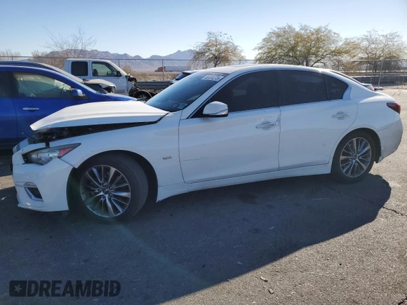 2018 Infiniti Q50 Luxe with VIN JN1EV7AP6JM366313, listed as a Copart auction lot 88701275 with 95,376 mi miles and Salvage Title. Bid and sale history available at DreamBid. Image 1.