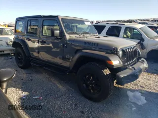 2022 Jeep Wrangler Unlimited Willys with VIN 1C4HJXDN2NW273413, listed as a Copart auction lot 75307094 with 28,091 mi miles and Salvage Title. Bid and sale history available at DreamBid. Image 4.