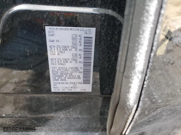 2022 Nissan Pathfinder Platinum with VIN 5N1DR3DK3NC204748, listed as a Copart auction lot 42362945 with 38,637 mi miles and Salvage Title. Bid and sale history available at carsss.com. Image 12.