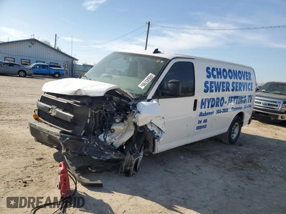 2018 Chevrolet Express Cargo Van with VIN 1GCWGAFG3J1331358, listed as a Copart auction lot 48845795 with 118,894 mi miles and Salvage Title. Bid and sale history available at carsss.com. Image 1.