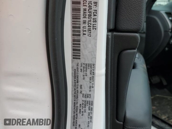 2020 Jeep Grand Cherokee Limited X z VIN 1C4RJFBG1LC418717, wystawiony jako Copart lot #52702155 z przebiegiem 44 791 mil mil oraz Szkoda całkowita • Salvage title. Historia ofert i sprzedaży dostępna na DreamBid. Obrazek 12.