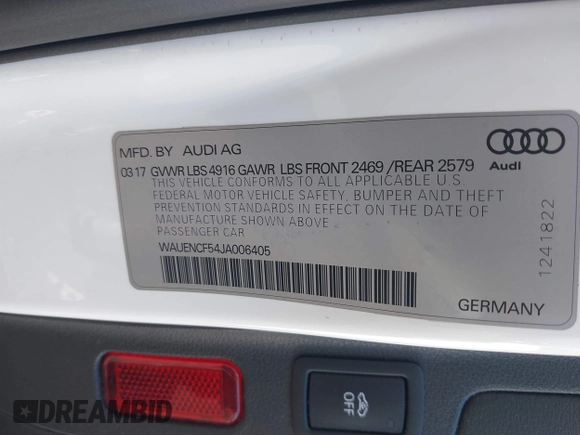 2018 Audi A5 Sportback Premium Plus с VIN WAUENCF54JA006405, выставлен на аукционе IAAI как лот 41825449 с пробегом 98 222 миль миль и . История ставок и продаж доступна на DreamBid. Изображение 9.