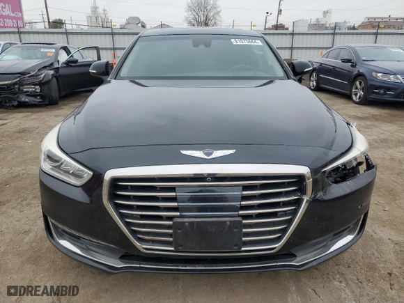 2017 Genesis G90 3.3T Premium with VIN KMHG34JA9HU025421, listed as a Copart auction lot 81075664 with 99,443 mi miles and Salvage Title. Bid and sale history available at carsss.com. Image 5.