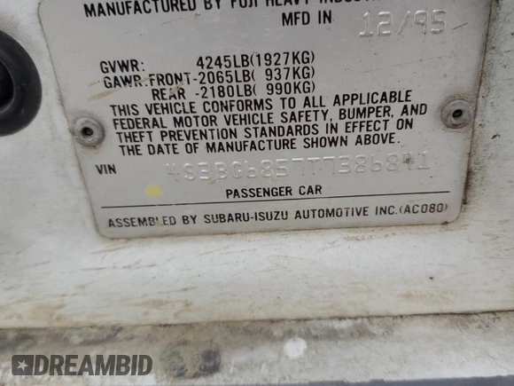 1996 Subaru Legacy Outback with VIN 4S3BG6857T7386841, listed as a Copart auction lot 70968724 with 122,232 mi miles and Salvage title. Bid and sale history available at DreamBid. Image 12.