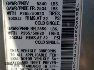 2008 Infiniti FX with VIN JNRAS08U48X101003, listed as a Copart auction lot 46647725 with 208,768 mi miles and Salvage title. Bid and sale history available at DreamBid. Image 13.
