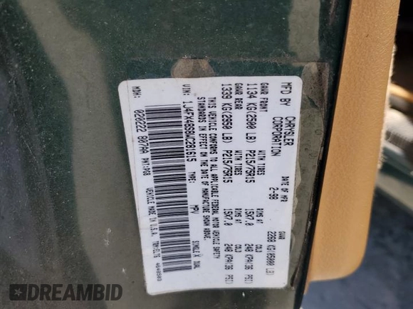 1998 Jeep Grand Cherokee with VIN 1J4FX48S8WC281615, listed as a Copart auction lot 77305594 with 128,393 mi miles and Salvage title. Bid and sale history available at DreamBid. Image 13.