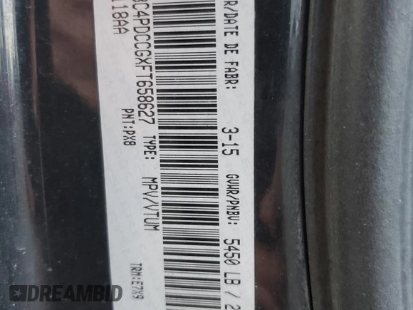 2015 Dodge Journey SXT with VIN 3C4PDCCGXFT658627, listed as a Copart auction lot 49048835 with Not provided miles and Salvage title. Bid and sale history available at DreamBid. Image 14.